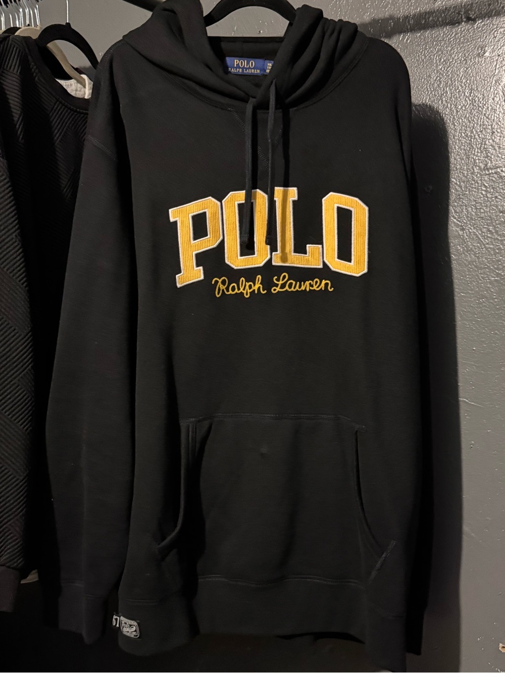 Ralph Lauren Black Hoodie with Yellow POLO Patch
